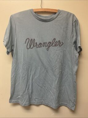 Wrangler Dusty Blue Script Logo Tee